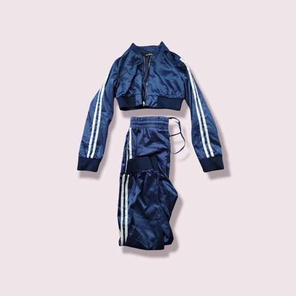 Satin Stripped Navy Tracksuit Set 💙 - Picture 2 of 2